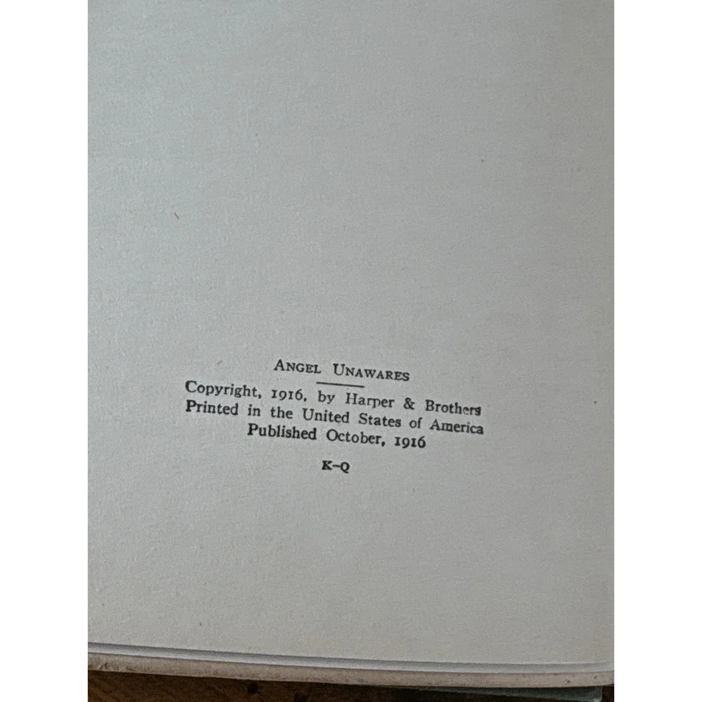 Angel Unawares C.N. A.M. Williamson 1916 Christmas Eve Antique Hardcover Book